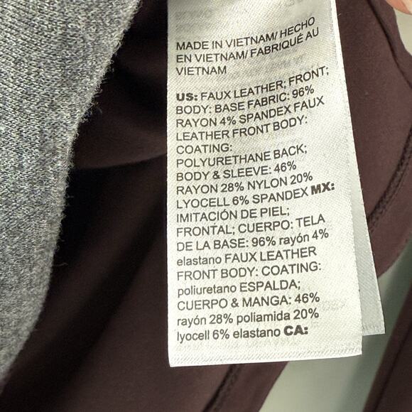 Chicos Ponte Faux Leather Tunic Top Chicos 1 Sz M Cherry Old Money Casual Work - Picture 8 of 11